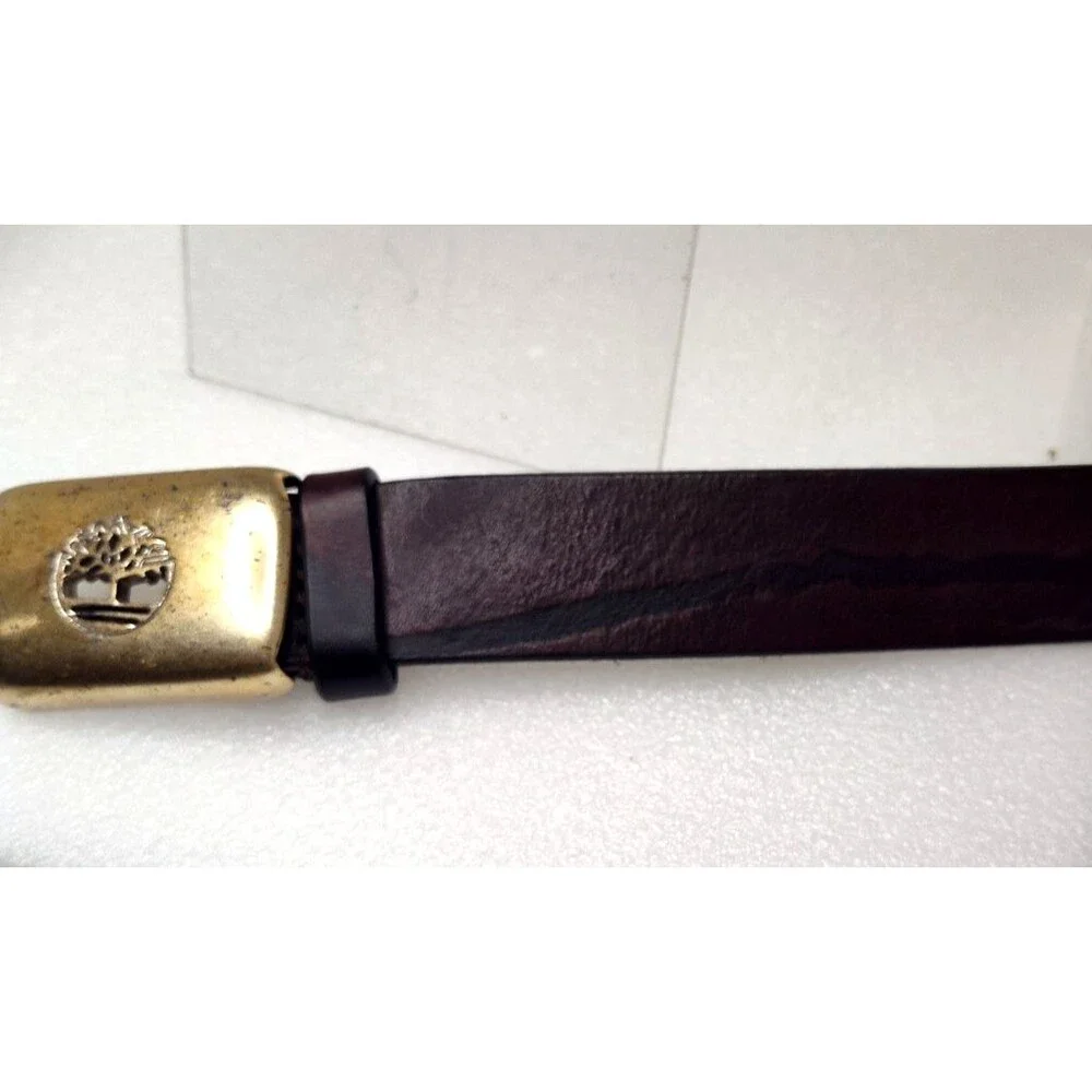 Timberland Brown Italian Genuine Leather Belt  Men's Size 32  Hook Belt Closure